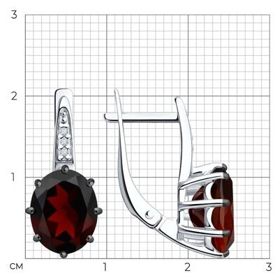 Серьги Diamant 94-320-02054-2 вес 3.67 г серебро, гранат купить,66690