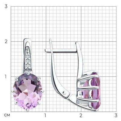 Серьги Diamant 94-320-02054-3 вес 3.29 г серебро, аметист купить,31949