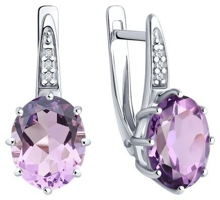 Серьги Diamant 94-320-02054-3 вес 3.29 г серебро, аметист купить,31949