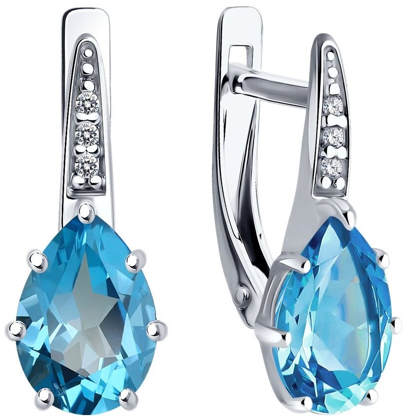 Серьги Diamant 94-320-02059-1 вес 2.37 г серебро, лондон топаз купить,34628