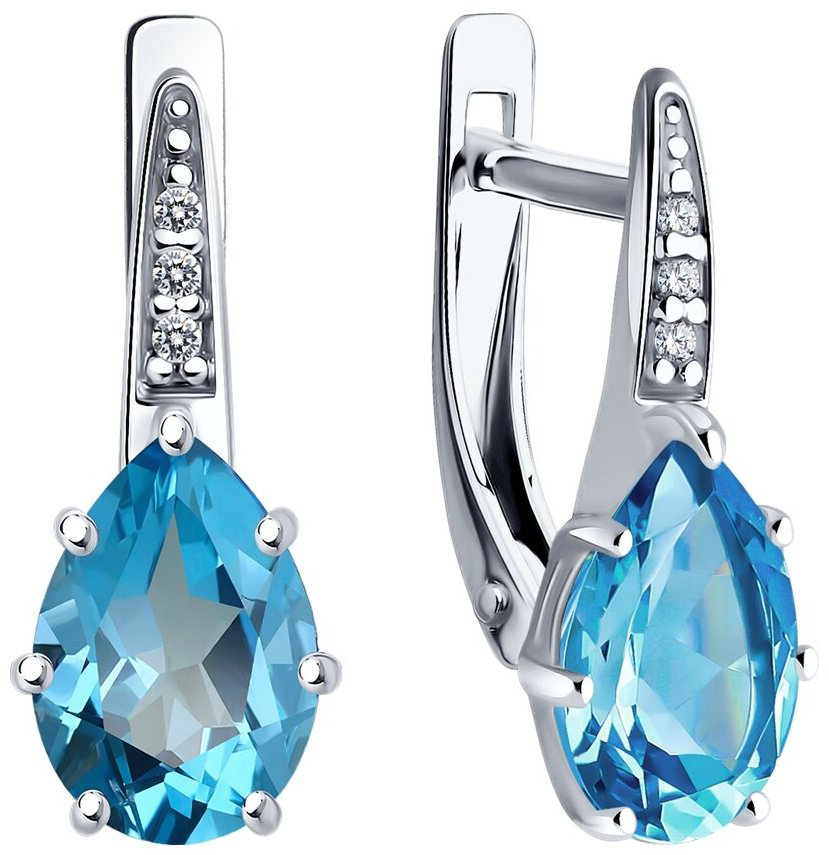 Серьги Diamant 94-320-02059-1 вес 2.37 г серебро, лондон топаз купить,34628