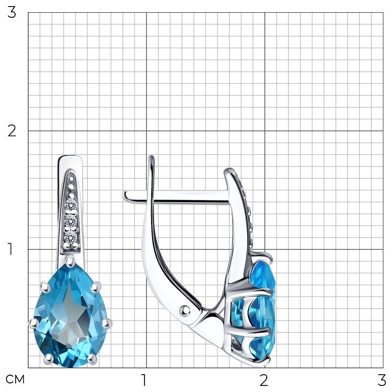 Серьги Diamant 94-320-02059-1 вес 2.37 г серебро, лондон топаз купить,34628