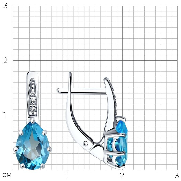 Серьги Diamant 94-320-02059-1 вес 2.37 г серебро, лондон топаз купить,34628