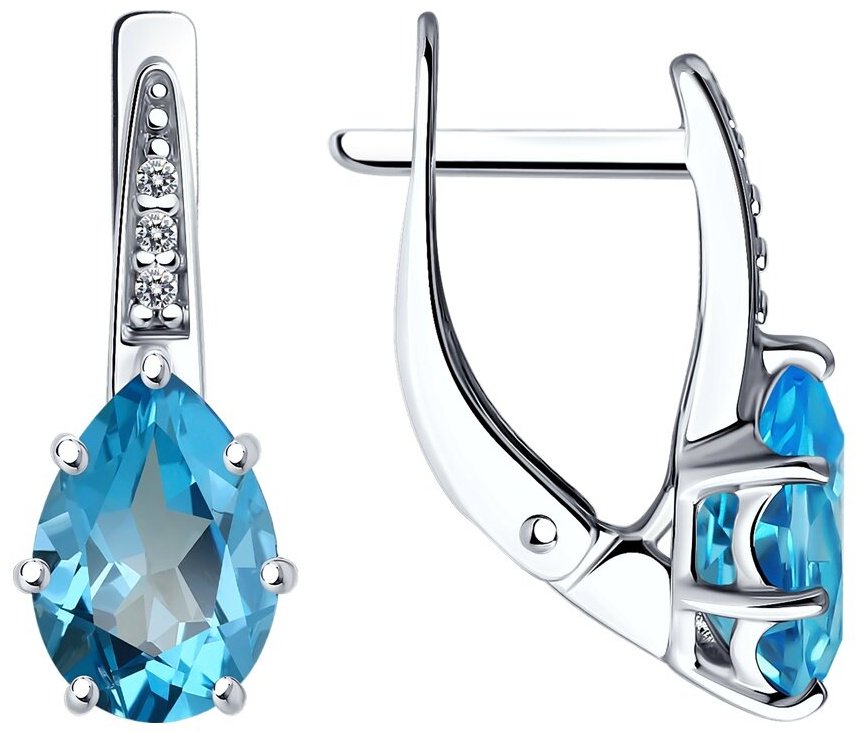 Серьги Diamant 94-320-02059-1 вес 2.37 г серебро, лондон топаз купить,34628
