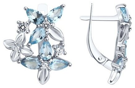 Серьги Diamant 94-320-02061-1 вес 3.92 г серебро, топаз купить,40014