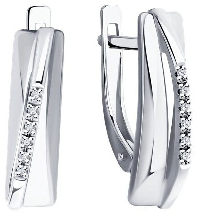Серьги Diamant 94-220-01746-1 вес 2.41 г серебро, бриллиант купить,39790