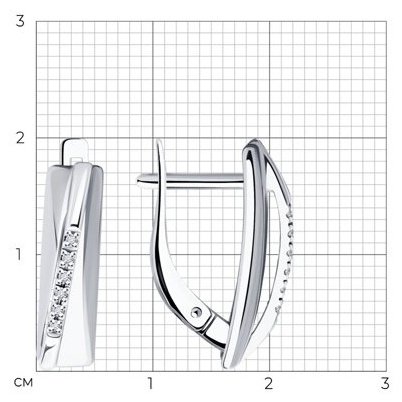 Серьги Diamant 94-220-01746-1 вес 2.41 г серебро, бриллиант купить,39790