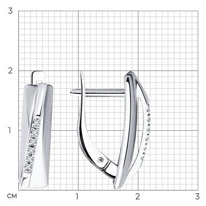Серьги Diamant 94-220-01746-1 вес 2.41 г серебро, бриллиант купить,39790