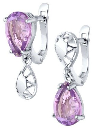 Серьги Diamant 94-320-02688-2 вес 2.9 г серебро, аметист купить,20388