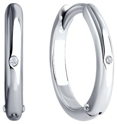 Серьги Diamant 94-220-02035-1 вес 2.08 г серебро, бриллиант купить,14508