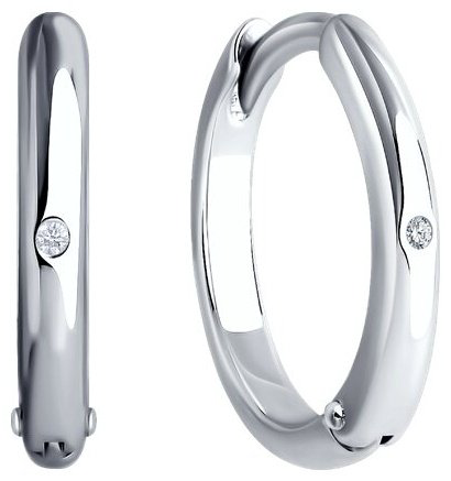 Серьги Diamant 94-220-02035-1 вес 2.08 г серебро, бриллиант купить,14508