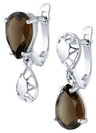 Серьги Diamant 94-320-02688-3 вес 2.92 г серебро, раухтопаз купить,NaN