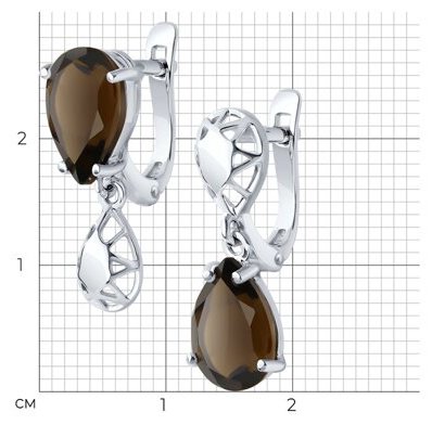Серьги Diamant 94-320-02688-3 вес 2.92 г серебро, раухтопаз купить,NaN