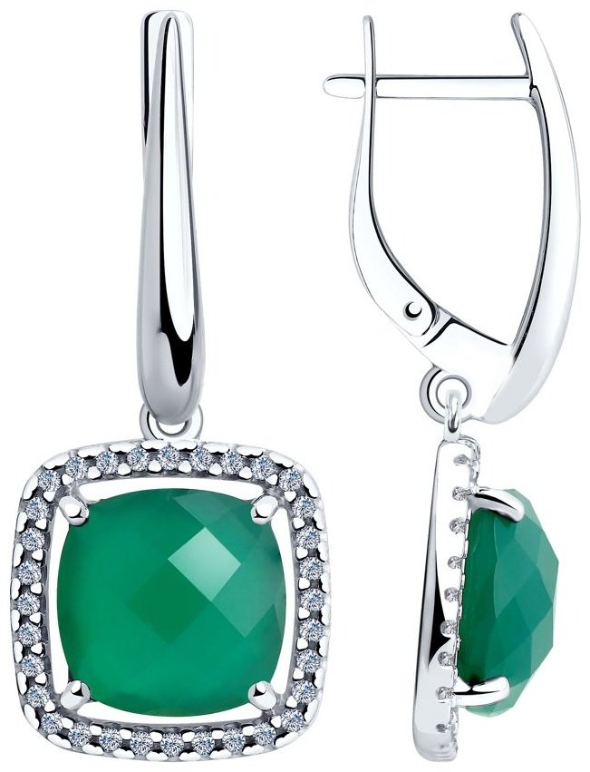 Серьги Diamant 94-321-00433-1 вес 6.1 г серебро, агат купить,38783
