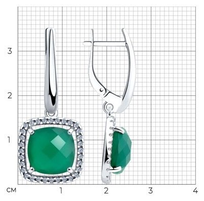 Серьги Diamant 94-321-00433-1 вес 6.1 г серебро, агат купить,38783