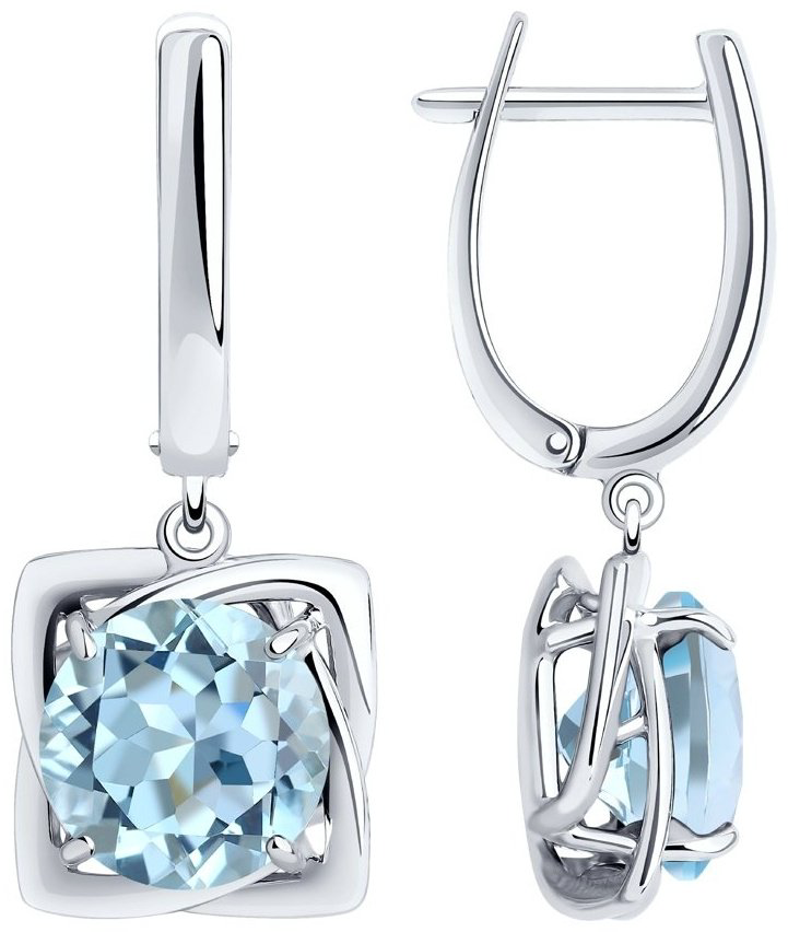 Серьги Diamant 94-321-00985-1 вес 6.47 г серебро, топаз купить,63612