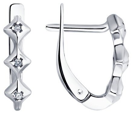 Серьги Diamant 94-220-02136-1 вес 1.61 г серебро, бриллиант купить,34884