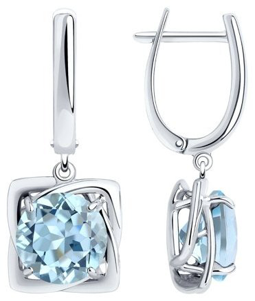 Серьги Diamant 94-321-00985-1 вес 6.53 г серебро, топаз купить,63612