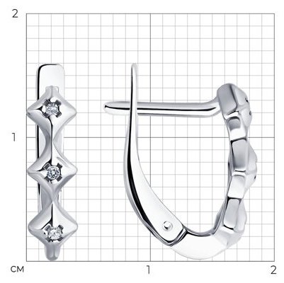 Серьги Diamant 94-220-02136-1 вес 1.61 г серебро, бриллиант купить,34884