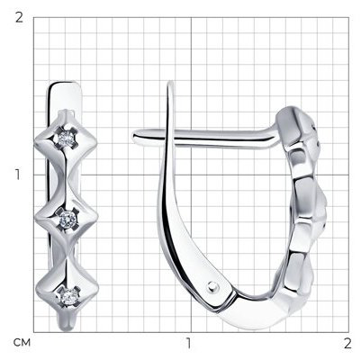 Серьги Diamant 94-220-02136-1 вес 1.61 г серебро, бриллиант купить,34884