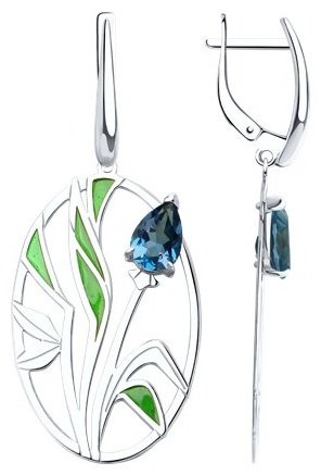 Серьги Diamant 94-321-01696-1 вес 6.16 г серебро, ситалл купить,NaN