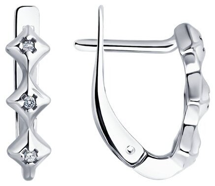 Серьги Diamant 94-220-02136-1 вес 1.61 г серебро, бриллиант купить,21998