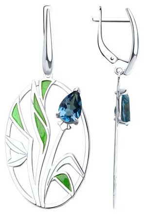 Серьги Diamant 94-321-01696-1 вес 6.16 г серебро, ситалл, эмаль купить,NaN