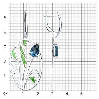Серьги Diamant 94-321-01696-1 вес 6.16 г серебро, ситалл, эмаль купить,NaN