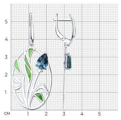 Серьги Diamant 94-321-01696-1 вес 6.16 г серебро, ситалл, эмаль купить,NaN