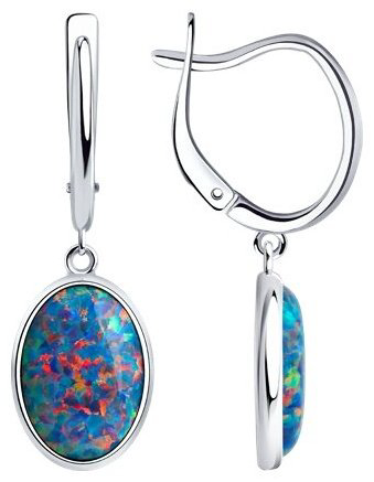 Серьги Diamant 94-321-01706-1 вес 4.55 г серебро, опал купить,26899