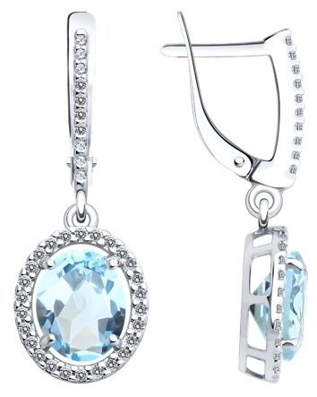 Серьги Diamant 94-321-01999-1 вес 3.87 г серебро, топаз купить,24932