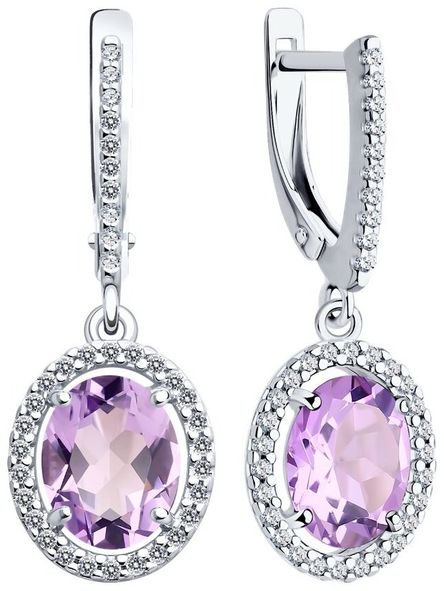 Серьги Diamant 94-321-01999-2 вес 3.66 г серебро, аметист купить,24794