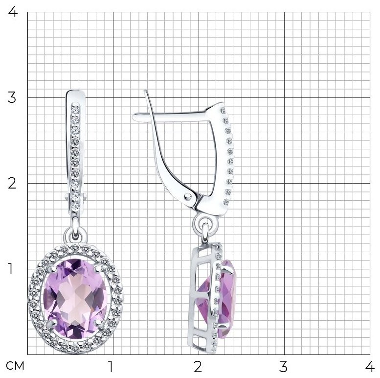 Серьги Diamant 94-321-01999-2 вес 3.66 г серебро, аметист купить,24794