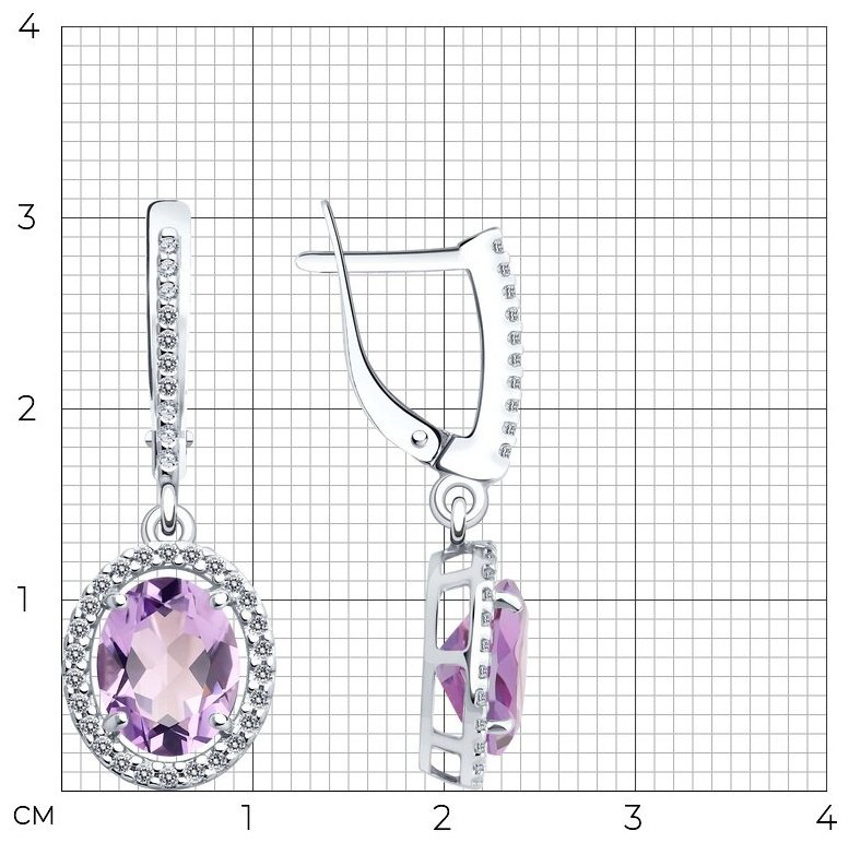 Серьги Diamant 94-321-01999-2 вес 3.66 г серебро, аметист купить,24794