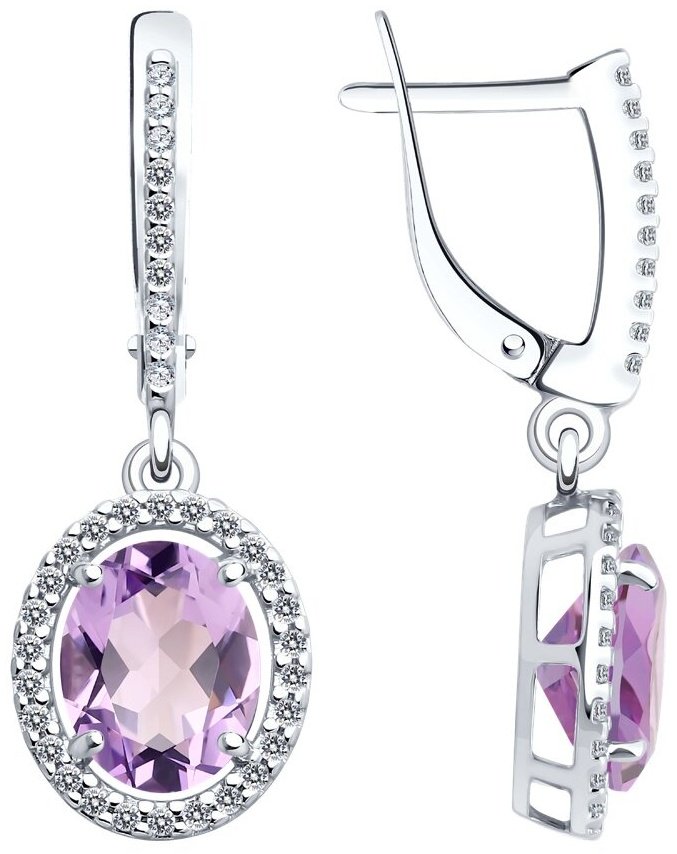 Серьги Diamant 94-321-01999-2 вес 3.66 г серебро, аметист купить,24794
