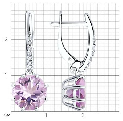 Серьги Diamant 94-321-02040-2 вес 3.89 г серебро, аметист купить,39991