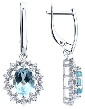 Серьги Diamant 94-321-02042-1 вес 5 г серебро, топаз купить,47070