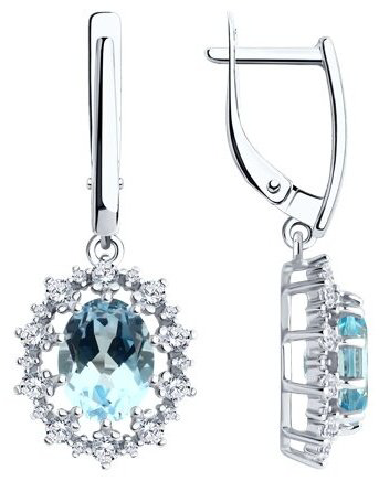 Серьги Diamant 94-321-02042-1 вес 5 г серебро, топаз купить,47070
