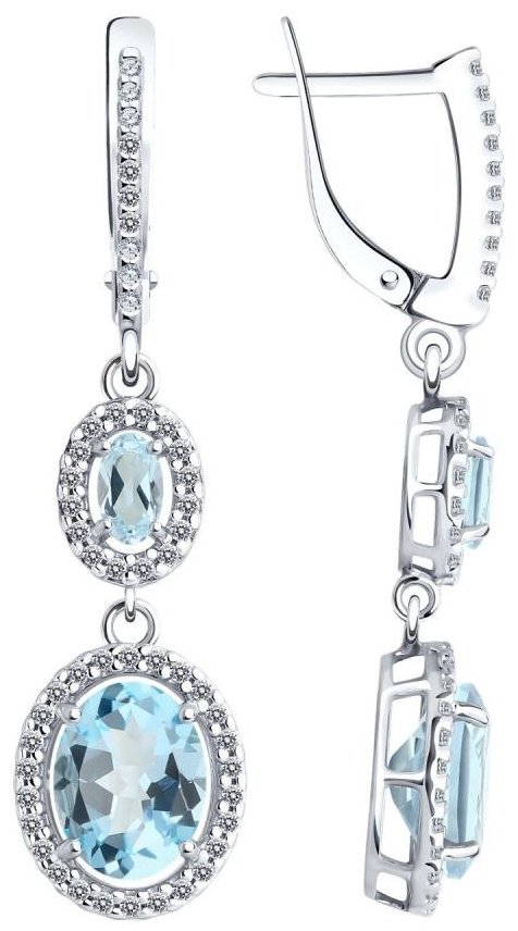 Серьги Diamant 94-321-02046-1 вес 4.77 г серебро, топаз купить,47064
