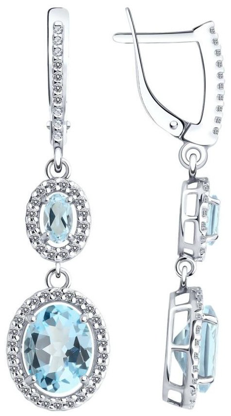 Серьги Diamant 94-321-02046-1 вес 4.77 г серебро, топаз купить,47064