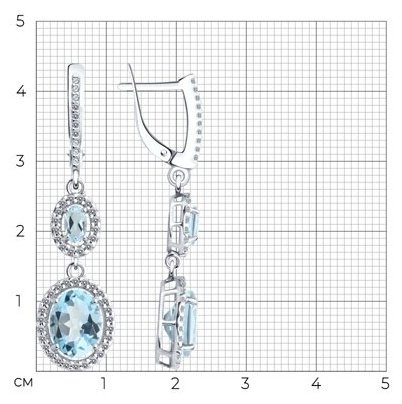 Серьги Diamant 94-321-02046-1 вес 4.77 г серебро, топаз купить,47064