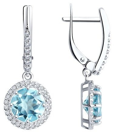 Серьги Diamant 94-321-02052-1 вес 4.28 г серебро, топаз купить,35910