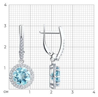 Серьги Diamant 94-321-02052-1 вес 4.28 г серебро, топаз купить,35910