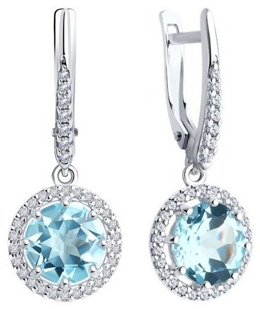 Серьги Diamant 94-321-02052-1 вес 4.28 г серебро, топаз купить,35910