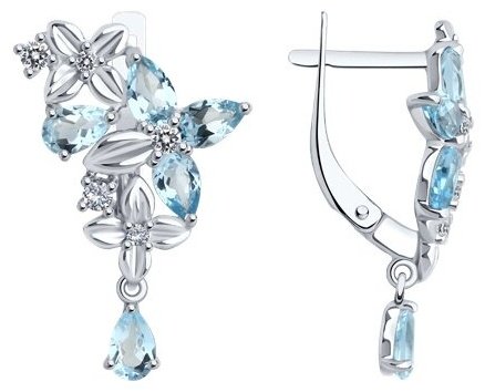Серьги Diamant 94-321-02061-1 вес 3.69 г серебро, топаз купить,40014