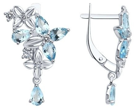 Серьги Diamant 94-321-02061-1 вес 3.69 г серебро, топаз купить,40014