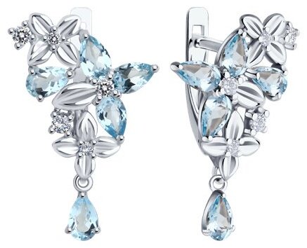 Серьги Diamant 94-321-02061-1 вес 3.73 г серебро, топаз, фианит купить,42066
