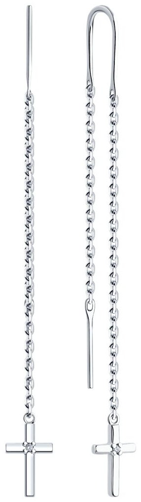 Серьги Diamant 94-223-02637-1 вес 1.59 г серебро, бриллиант купить,20394