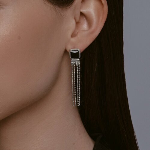 Серьги Diamant 94-321-02083-1 вес 4.8 г серебро, оникс купить,40861