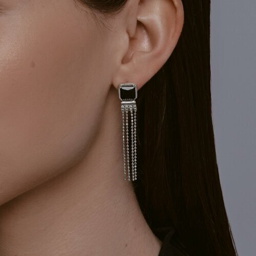 Серьги Diamant 94-321-02083-1 вес 4.8 г серебро, оникс купить,40861